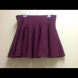ASOS Red Wool Skirt Burgundy Skater Flare Plus
